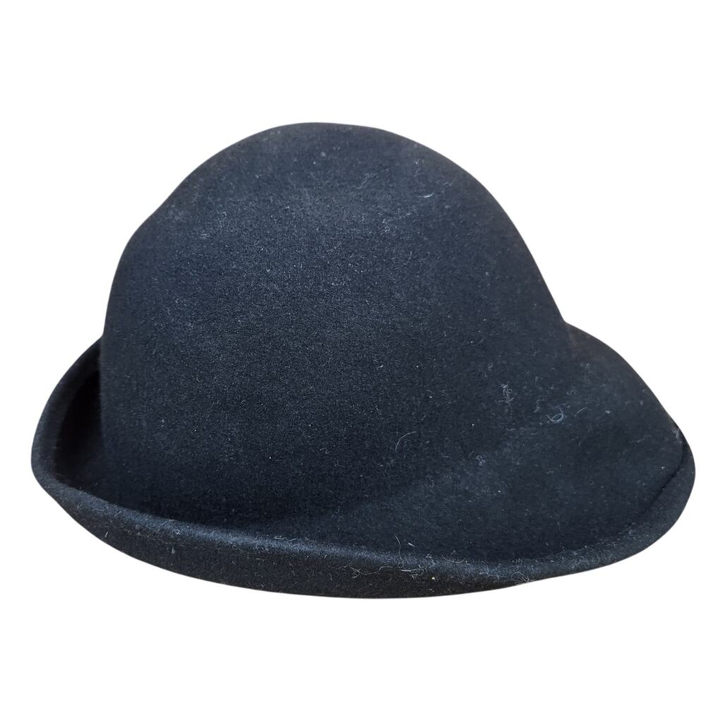 Black Wool Derby Hat EUC 8” Across EUC